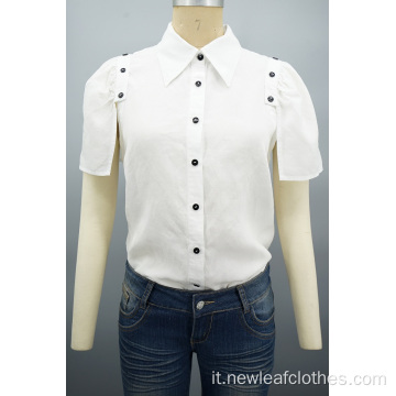 Nuova design Donne Fashion Maniche staccabili White Shirt